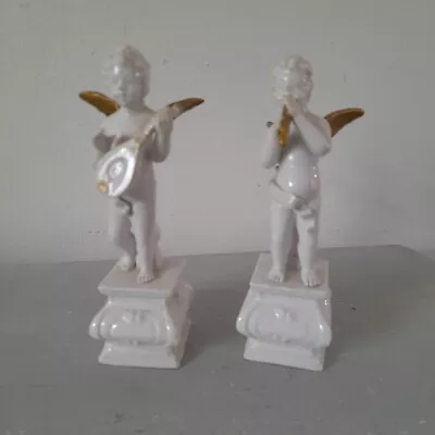 Buy Antique Naples Capodimonte Porcelain Cupid Figures Playing Instruments • 20£