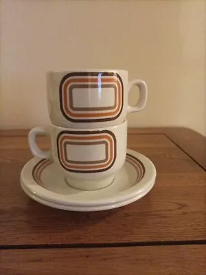Buy Pair Of Grindley Hotelware Ultraline Pattern Cups & Saucers Vintage Retro  • 13£