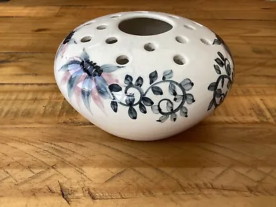 Buy Jersey Pottery Posey / Bud Vase Cream With Blue And Pink Leaves And Flowers  • 5£