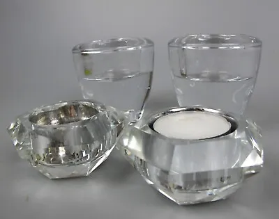 Buy Glass Tea Light Candle Holders. Clear Crystal. 2 Pairs. T-Lights. Nice Quality. • 14.99£