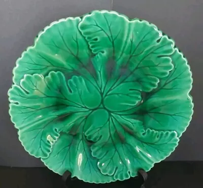Buy Clairefontaine Rigal Sanejouand R&S French Majolica Green Leaf Plate Ref#2 • 15.99£