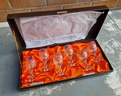 Buy Webb Continental Hand Cut Set Of 6 X Sherry / Port Crystal Glasses Boxed. • 40£