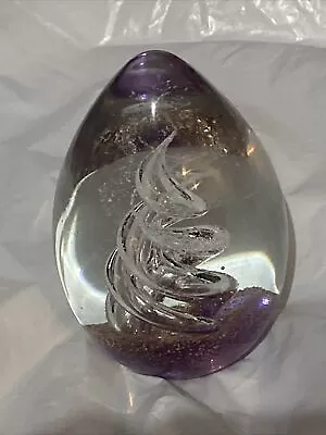 Buy Egg Shaped Art Glass Paperweight Vintage Collectable Pink Clear • 9.99£