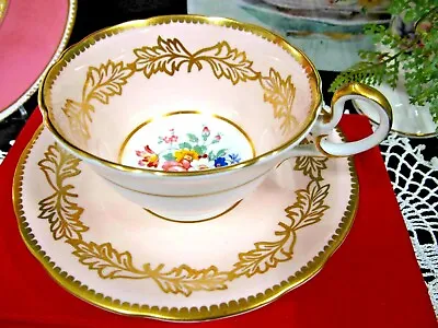 Buy AYNSLEY Tea Cup And Saucer Peach Gold Gilt Teacup Floral Rose Low Doris 1920s  • 41.54£