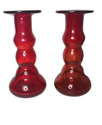Buy  Ruby Red  Candle Sticks Pair Of 2 Rainbow Glass • 24.01£