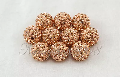 Buy 5/10/20 10mm Premium Quality Crystal Paved Clay Disco Ball Shamballa Beads  • 2.66£