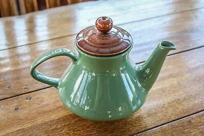 Buy Vintage - Poole Pottery - Twin Tone Tea Pot  - Green & Brown • 6.29£