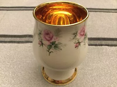 Buy Vintage Prinknash Pottery Of Gloucester Gold Inlay &trim ,pink Roses Goblet.4.5” • 9.99£
