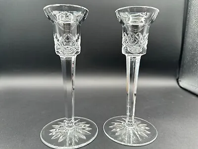 Buy Pair Of STUNNING 7'' Tall WATERFORD CRYSTAL Lismore Light Candlesticks Mint • 159.32£