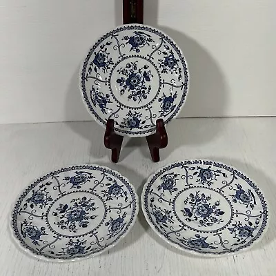 Buy VTG Johnson Brothers INDIES BLUE & WHITE Flowers - Saucers Only Set Of 3 England • 14.47£