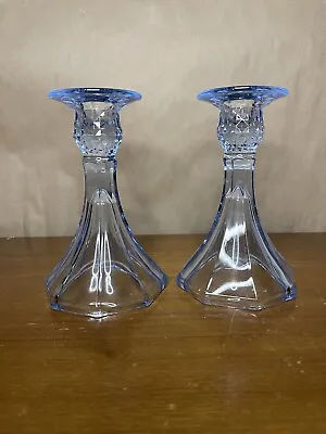 Buy Vintage Elegant Blue Glass Candle Stick Holders  • 14.40£