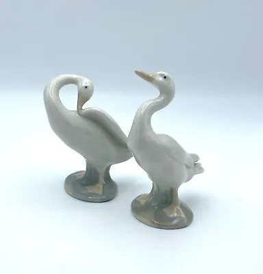 Buy Lladro Ceramic Pair Of Geese Figurines 1970's • 23£