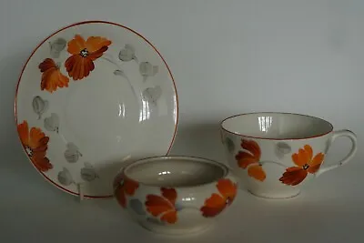 Buy Grays Pottery - Free Hand Painted Abstract Floral - Tea Cup, Saucer & Small Bowl • 5.95£
