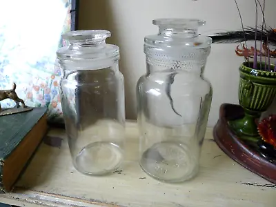 Buy Vintage Glass Storage Clear Glass Sweet Jar With Pretty Lid Stopper Set Of 2 • 12.99£
