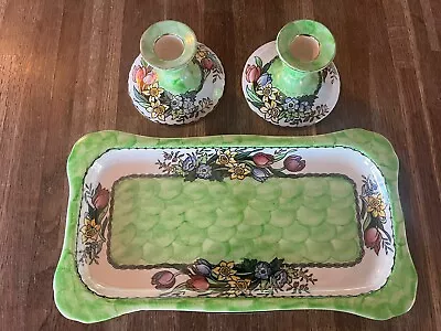 Buy 1950's Maling Ware Lustre Tray And Candle Stick Set Dressing Table -6524 • 11.60£