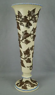Buy Villeroy & Boch Sprig Molded Leaves 15 Inch Stoneware Vase C.1842-1860 AS IS • 156.18£