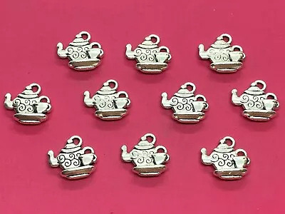 Buy Tibetan Silver Teapot And Tea Cup Charms - 10 Per Pack • 1.35£