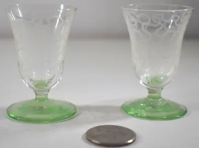 Buy 2 Vintage ITALIAN Art Glass TEENY 2 1/4   GOBLETS Acid ETCHED Accents $10.00 • 9.60£