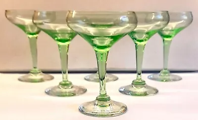 Buy Set Of 6 Vintage Czech Green Cocktail Glasses - All Perfect • 8.50£