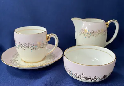 Buy Royal Grafton Pink & Gold Chintz With Turquoise Jewelled Coffee Cup & Saucer,M&S • 6.99£