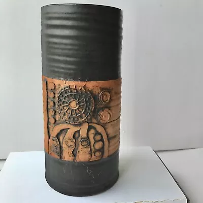 Buy Bob Dawe Art Studio Pottery Cylindrical Vase Mid Century Brutalist After Troika. • 32£