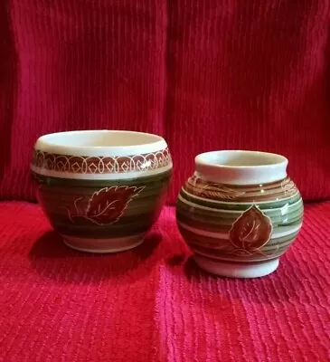 Buy Vintage Rhayader Dragon Pottery X2  Pots, Bud Vase Used Vgc Hand Painted ,Wales. • 12£
