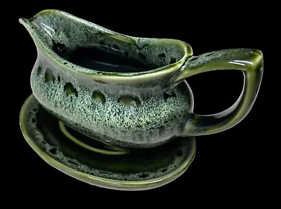 Buy Fosters Pottery Cornwall Green Honeycomb Glaze Gravy Boat And Saucer VGC • 14.95£