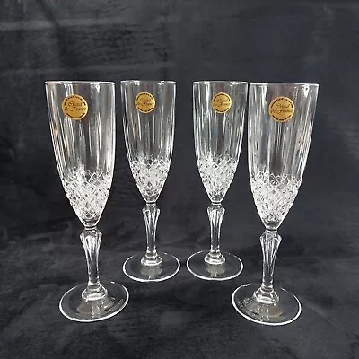 Buy Crystal Champagne Flutes Cristal De France Nirvana Clear Cut Glasses X4 140ml • 22.95£