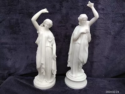 Buy 2 Greek Roman Parian Ware Staffordshire Figurines 30cm Tallest • 30£