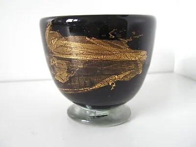 Buy Isle Of Wight Studio Glass Michael Harris  Azurine Black & Gold Glass Bowl • 45£