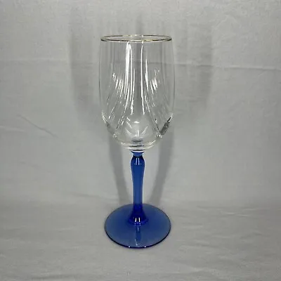 Buy Crystal Wine Glass Cobalt Blue Stem Dual Swag Draped Gold Rim 8” • 6.64£