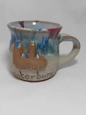 Buy *CANTERBURY POTTERY * Colourful Drip Glaze 3d Cathedral Mug Cup Chunky Handle • 10.99£