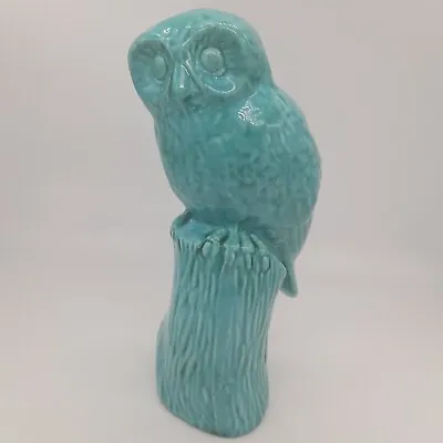 Buy Vintage  Anglia Pottery  Bird Turquoise  Owl Figurine, H 18 Cm, Signed To Base • 12£