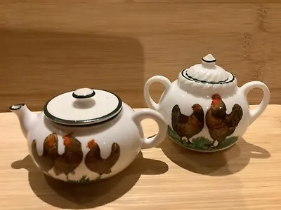 Buy Arcadian Crested China Miniature Teapot And Sugar Bowl With Hens • 5£