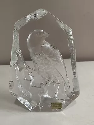 Buy Mats Jonasson Art Glass Kestrel Signature Lead Crystal Handmade Heavy Bird Prey • 29.95£