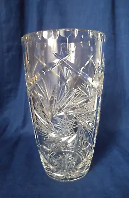 Buy Vintage 1970s Medium Heavy Lead Crystal Cut Glass Vase 7.25  High 1000g Perfect • 25.99£