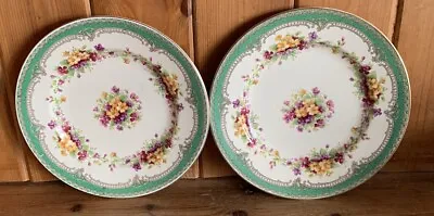Buy 2 Vintage Burleigh Ware Tea Side Plates Green Floral Chintz 1940s • 10.99£