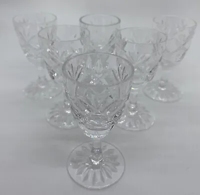 Buy 6 X Royal Doulton Crystal  Prince Charles  Cut Liqueur Glasses. 8cm Tall. Set#1 • 10£