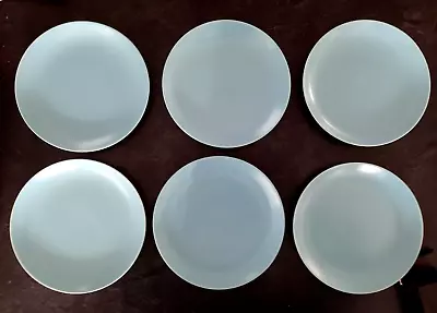 Buy Vintage Poole Pottery Six 7 Inch  Plates - Pale Blue & White. • 28£