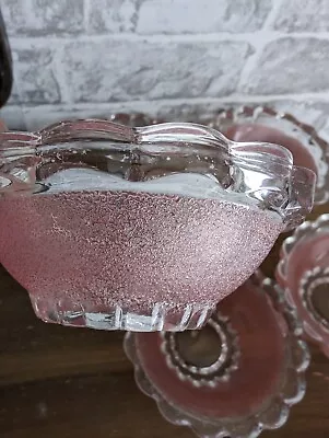 Buy Art Deco Pink Glass 7 Piece Fruit Set • 32£