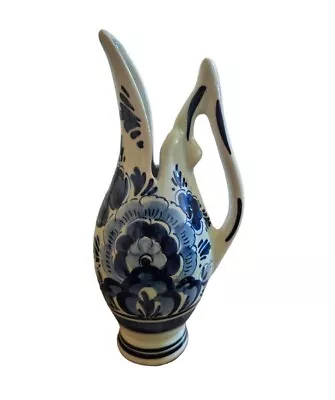 Buy Delft Blue And White Pottery Narrow Spouted Pitcher Handpainted 19cm Tall • 8.99£