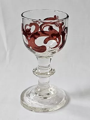 Buy Bohemian Ruby Red Cranberry Glass Early 19thC Liqueur Or Port Glass • 14£