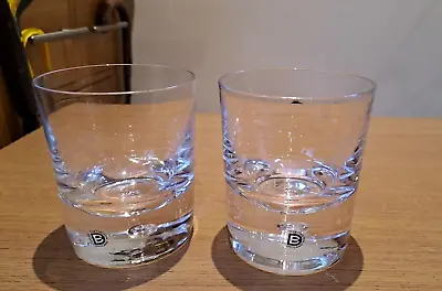 Buy 2 Dartington Lead Crystal Dimple Double Old Fashioned Tumblers With Etch Figures • 31.99£