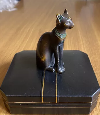 Buy Egyptian Revival Brass Cat Figure Franklin Mint Signed 1986 TFM • 12£
