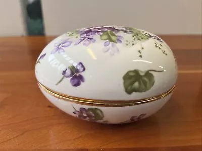 Buy Vintage Antique Purple Floral Flower Hammersley And Co Egg Trinket Jewelry Box  • 19.20£