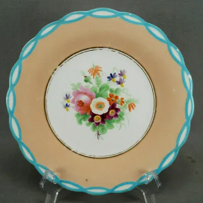 Buy Minton Pattern 4463 Hand Painted Flowers Apricot & Turquoise 8 7/8 Inch Plate B • 47.32£