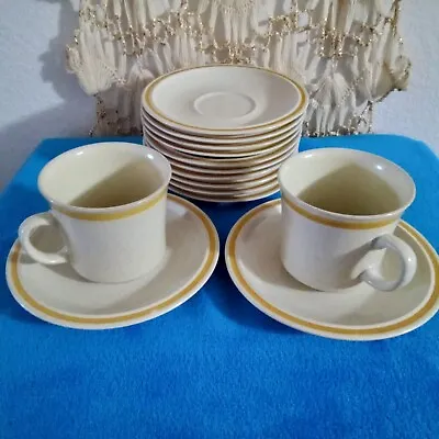 Buy Vintage Hearthside Garden Festival Stoneware Cups (2) & Saucers (13) Highland Fl • 72.05£