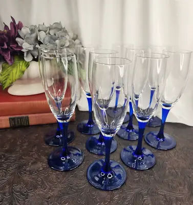 Buy (1) Luminarc France Cobalt Blue Stem Champagne Flute Wine Glass • 5.69£