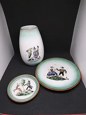 Buy Austrian Handwork Vase Pot Pottery Plate Coaster Music Dance Scene Flower Joblot • 3.49£