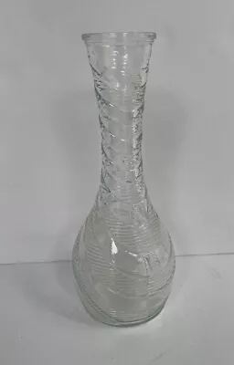 Buy Vintage Clear Pressed Glass “Ribbon” Bud Vase Twisted Striped Made In Canada 9” • 12.33£